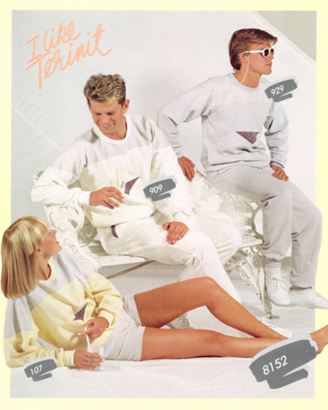 Image from 1985 Terinit brochure: people in sweatsuits and shorts.