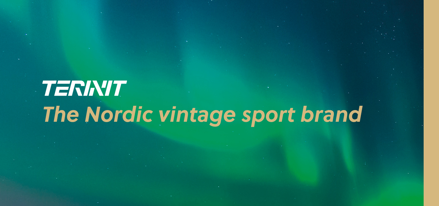 Terinit – The Nordic vintage sport brand. Northern lights on the background.